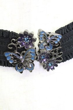 画像2: axes femme / G 蝶ゴムベルト  青Ｘ黒 T-26-02-24-066-AX-ZA-SA-ZT