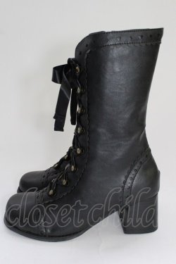 画像3: Innocent World / ハートとダイヤのリボンショートブーツ S 黒 T-26-02-24-070-IW-SH-SA-ZT