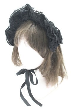 画像1: axes femme kawaii / ベルベットドールハーフボンネット  黒 T-26-02-24-018-AX-AC-SA-ZT