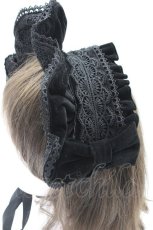 画像2: axes femme kawaii / ベルベットドールハーフボンネット  黒 T-26-02-24-018-AX-AC-SA-ZT633-F005 (2)