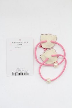 画像2: Shirley Temple / ねこ刺繍ヘアゴムセット  ピンク T-26-02-24-004-ET-AC-SA-ZT