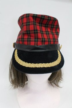 画像2: MALKOMALKA / タータンチェックハット  赤チェックＸ黒 T-26-02-25-026-PU-AC-SA-ZT