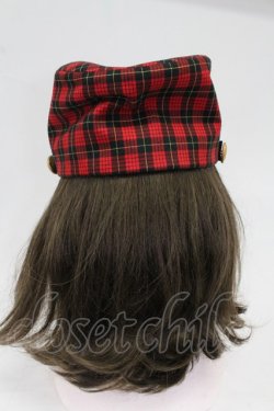画像5: MALKOMALKA / タータンチェックハット  赤チェックＸ黒 T-26-02-25-026-PU-AC-SA-ZT