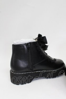 画像4: DearMyLove / ローヒールレースアップショートブーツ 25.5cm クロ T-26-02-25-032-EL-SH-OW-ZT