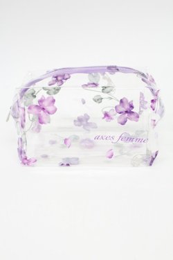 画像1: axes femme / オリジナル柄クリアポーチ  パープル T-26-02-26-010-AX-ZA-SA-ZT