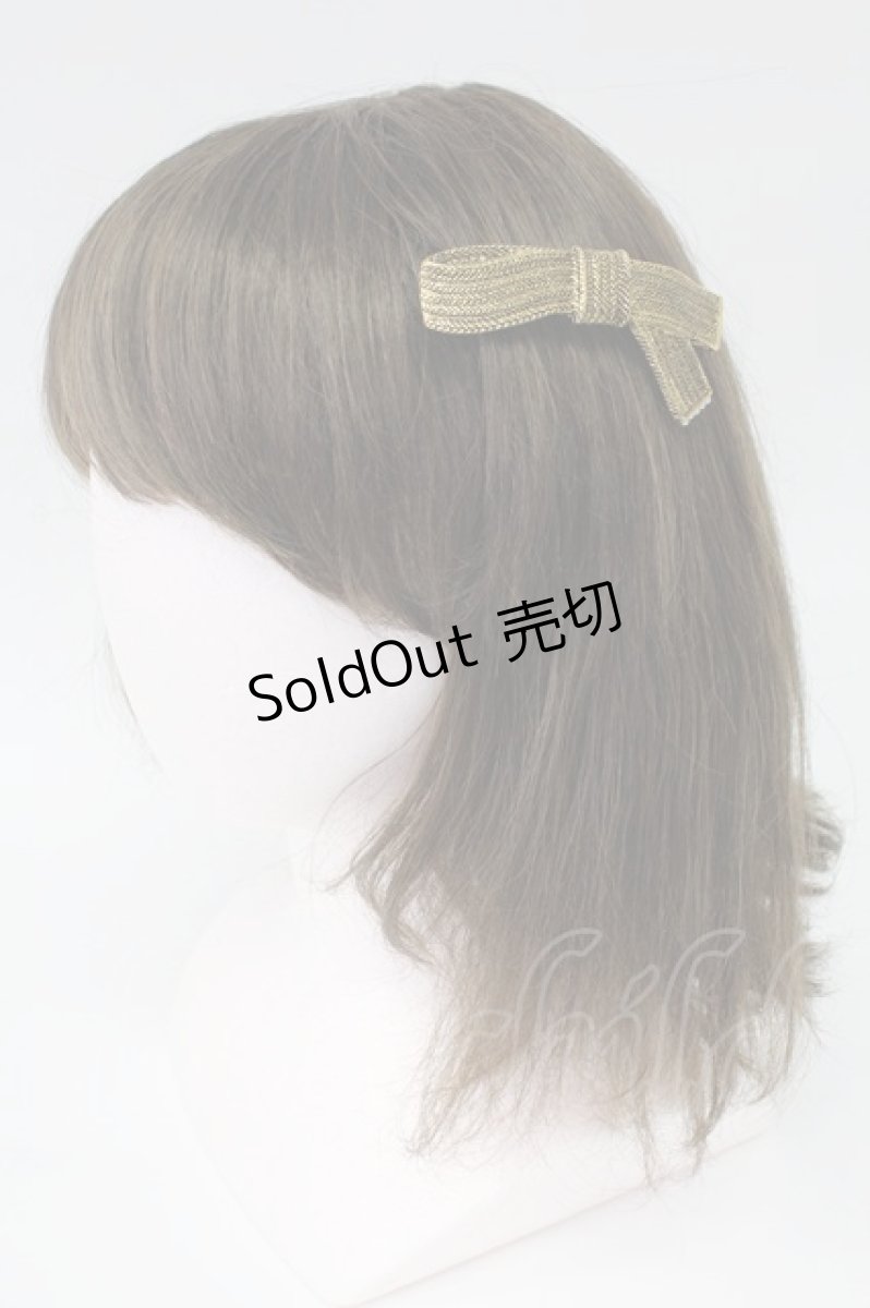 画像1: INGEBORG / リボンモチーフバレッタ  ゴールド T-26-02-26-014-LO-AC-OW-ZT635-F001 (1)
