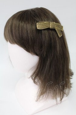 画像1: INGEBORG / リボンモチーフバレッタ  ゴールド T-26-02-26-014-LO-AC-OW-ZT