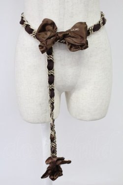 画像1: INGEBORG / サテンリボンチェーンベルト  ブラウン T-26-02-26-020-LO-ZA-OW-ZT