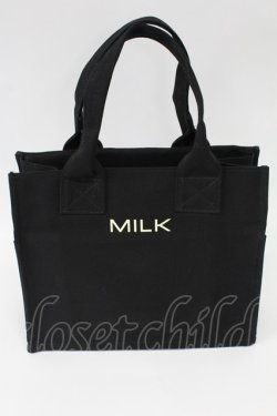 画像1: MILK / ロゴ入りBOXトート  黒Ｘ白 T-26-02-26-022-ML-BG-SA-ZT