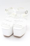 画像1: evelyn / 3連リボン厚底サンダル M 白 T-26-02-27-028-LO-SH-SA-ZTK043 (1)