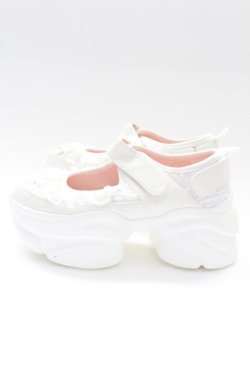 画像3: YOSUKE / メリージェーンフリルレースベルクロボリューミーヒールアップスニーカー 38(24CM相当) 白 T-26-02-27-029-PU-SH-SA-ZT