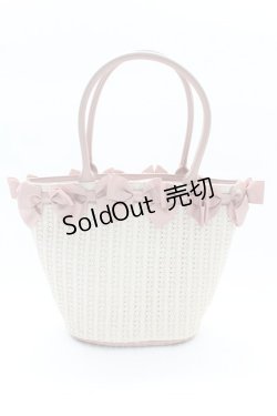 画像2: m petit by misako / AMリボンツキカゴトート  ピンクＸアイボリー T-26-02-27-001-0-BG-SA-ZT