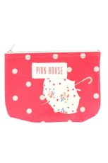 画像1: PINK HOUSE / 傘ドットポーチ  赤Ｘ白 T-26-02-27-017-LO-ZA-SA-ZT635 (1)