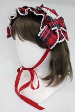 画像1: axes femme kawaii / タータンチェックヘッドドレス  赤チェック T-26-02-28-025-AX-AC-SA-ZT