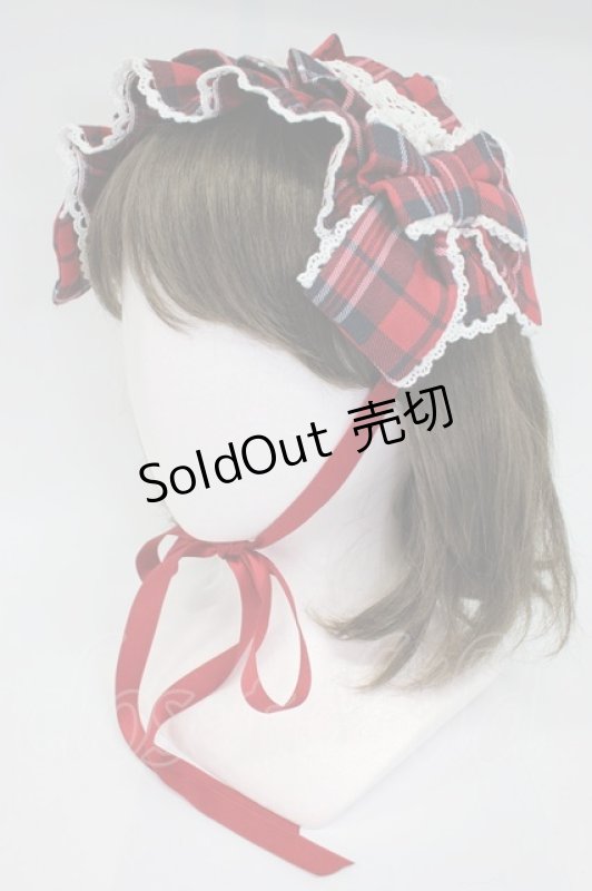 画像1: axes femme kawaii / タータンチェックヘッドドレス  赤チェック T-26-02-28-025-AX-AC-SA-ZT636-F002 (1)