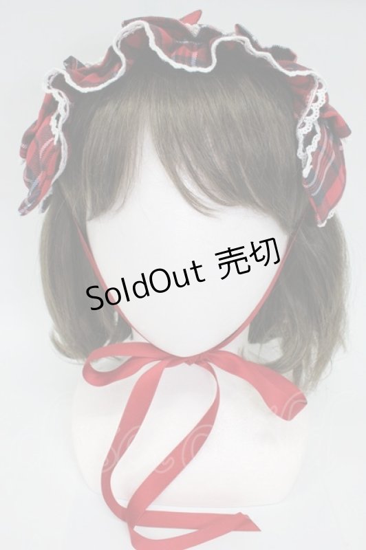 画像2: axes femme kawaii / タータンチェックヘッドドレス  赤チェック T-26-02-28-025-AX-AC-SA-ZT636-F002 (2)