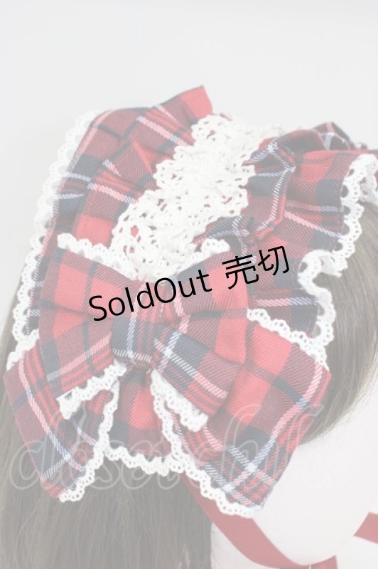 画像3: axes femme kawaii / タータンチェックヘッドドレス  赤チェック T-26-02-28-025-AX-AC-SA-ZT636-F002 (3)