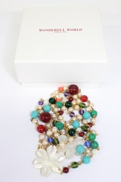 画像7: WONDERFUL WORLD / 桜モチーフビーズネックレス  白Ｘ青Ｘブラウン T-26-02-28-028-LO-AC-SA-ZT