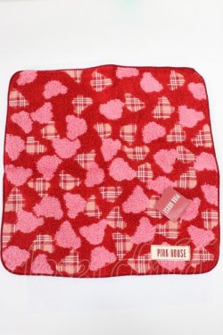 画像1: PINK HOUSE / ハンドタオル  ピンク赤 T-26-02-28-035-LO-ZA-SA-ZT