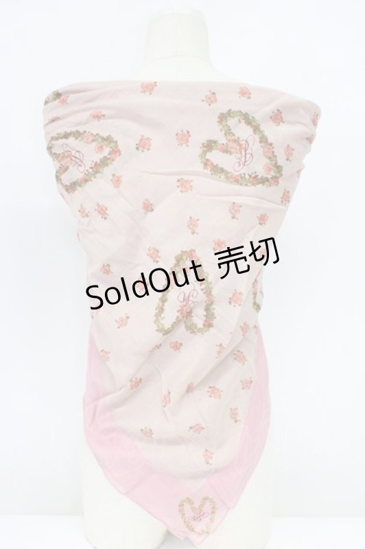 画像2: PINK HOUSE / ハートリース柄大判ストール  ピンク T-26-02-28-048-LO-ZA-SA-ZT636 (2)