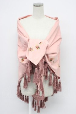 画像1: PINK HOUSE / タッセル縁大判ストール  ピンク T-26-02-28-052-LO-ZA-SA-ZT
