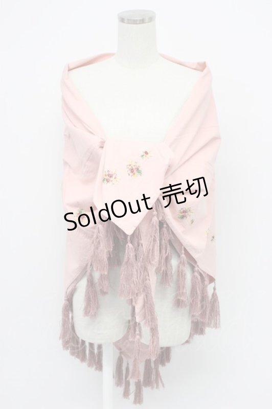 画像1: PINK HOUSE / タッセル縁大判ストール  ピンク T-26-02-28-052-LO-ZA-SA-ZT636 (1)