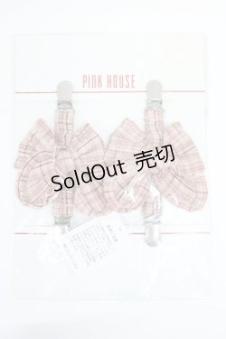 画像1: PINK HOUSE / チェックリボンたくし上げクリップ  ピンク T-26-02-28-053-LO-ZA-SA-ZT