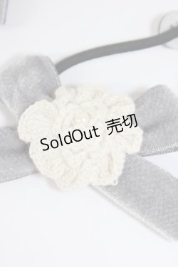 画像2: PINK HOUSE / ロゴボタン&フラワーモチーフヘアゴム  アイボリー×グレー T-26-02-28-002-LO-ZA-SA-ZT