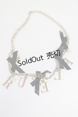 画像2: Maison de FLEUR / ロゴリボンチェーンバッグチャーム  ゴールドＸ黒 T-26-02-28-015-LO-AC-SA-ZT