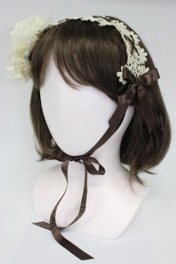 画像1: Innocent World / ラナンキュラスの乙女ヘッドドレス  ブラウンＸ白 T-26-02-28-024-IW-AC-SA-ZT