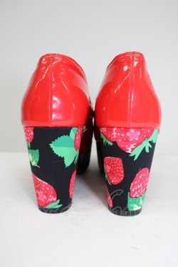 画像2: YOSUKE / いちご柄ソール厚底フラットパンプス L レッド T-26-03-01-026-PU-SH-SA-ZT