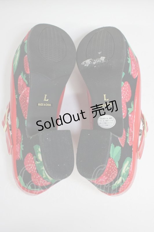 画像4: YOSUKE / いちご柄ソール厚底フラットパンプス L レッド T-26-03-01-026-PU-SH-SA-ZTK044 (4)