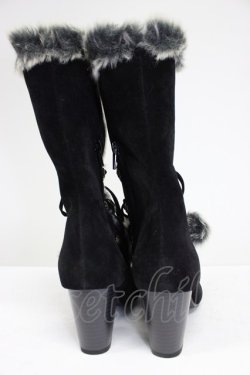 画像2: axes femme / ファーボンボンロングブーツ M 黒 T-26-03-01-033-AX-SH-SA-ZT