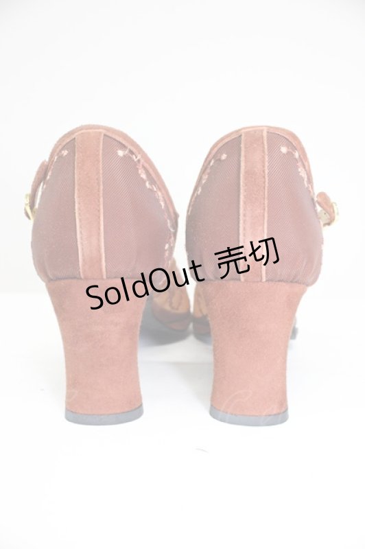 画像2: PINK HOUSE / フラワー刺繍シースルーパンプス LL ブラウン T-26-03-01-035-LO-SH-SA-ZTK043 (2)