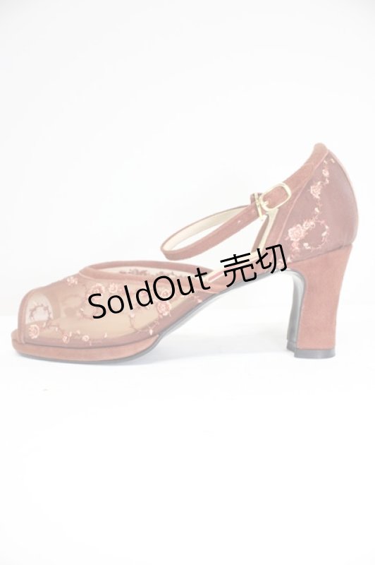 画像3: PINK HOUSE / フラワー刺繍シースルーパンプス LL ブラウン T-26-03-01-035-LO-SH-SA-ZTK043 (3)