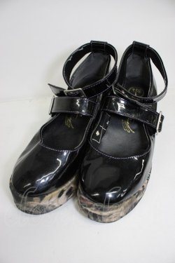 画像1: YOSUKE / アニマルソールエナメルパンプス M 黒Ｘブラウン T-26-03-01-008-PU-SH-SA-ZT