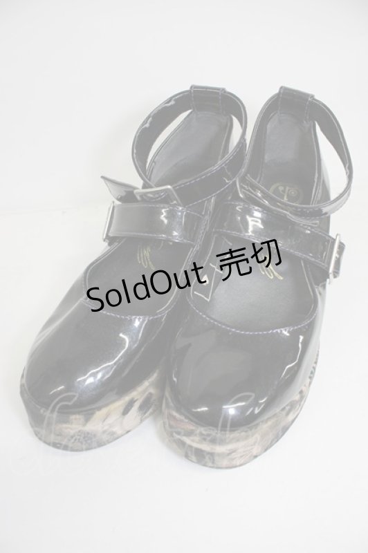 画像1: YOSUKE / アニマルソールエナメルパンプス M 黒Ｘブラウン T-26-03-01-008-PU-SH-SA-ZTK045 (1)