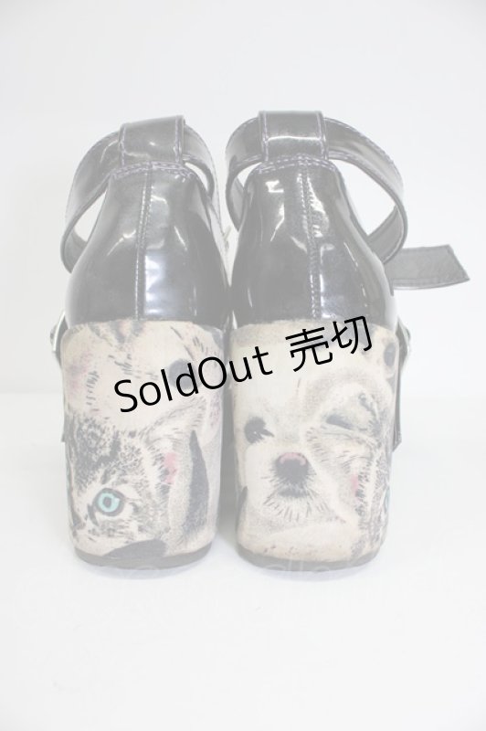 画像2: YOSUKE / アニマルソールエナメルパンプス M 黒Ｘブラウン T-26-03-01-008-PU-SH-SA-ZTK045 (2)