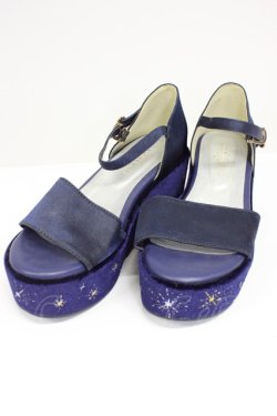 画像1: axes femme POETIQUE / 星座刺繍サンダル M ネイビー T-26-03-01-017-AX-SH-SA-ZT