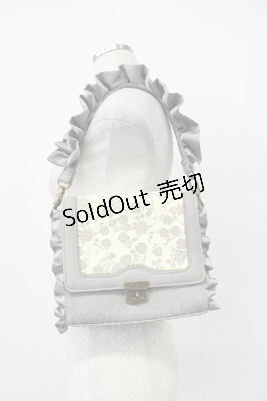 画像1: axes femme / フラワーシルエットフリルショルダーバッグ  グレー T-26-03-02-016-AX-BG-SA-ZTK046 (1)