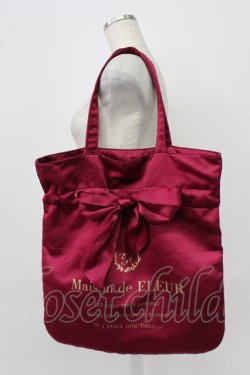 画像1: Maison de FLEUR / リボントートバッグ  ボルドー T-26-03-02-018-LO-BG-SA-ZT