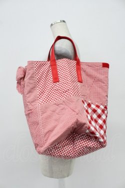 画像1: PINK HOUSE / ギンガムチェックパッチワークバケツバッグ  レッド T-26-03-02-024-LO-BG-SA-ZT