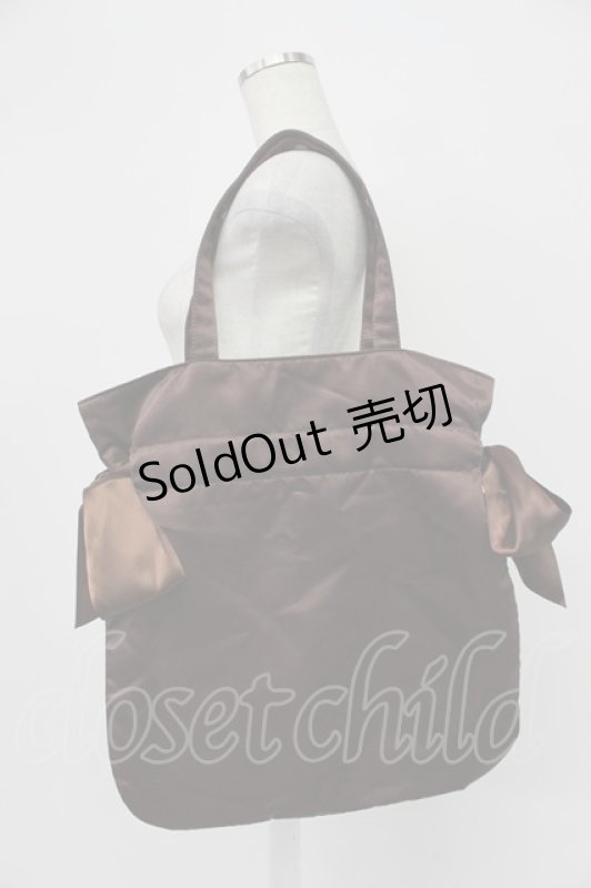 画像2: Maison de FLEUR / ダブルリボンギャザートートバッグ  ブラウン T-26-03-02-029-LO-BG-SA-ZTK042 (2)