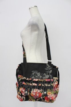 画像1: kikou / レースアップ和柄ショルダーバッグ  ブラック T-26-03-02-030-GO-BG-SA-ZT