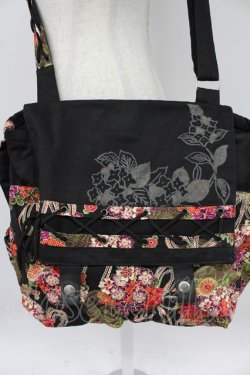 画像2: kikou / レースアップ和柄ショルダーバッグ  ブラック T-26-03-02-030-GO-BG-SA-ZT