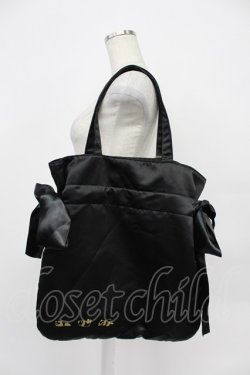 画像2: Maison de FLEUR / パンダチャーム付きダブルリボントートバッグ  黒 T-26-03-02-031-LO-BG-SA-ZT