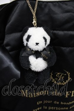 画像4: Maison de FLEUR / パンダチャーム付きダブルリボントートバッグ  黒 T-26-03-02-031-LO-BG-SA-ZT