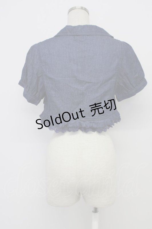 画像2: axes femme / フリルシャツ風ボレロ  青デニム T-26-03-06-022-AX-TO-SA-ZT637 (2)