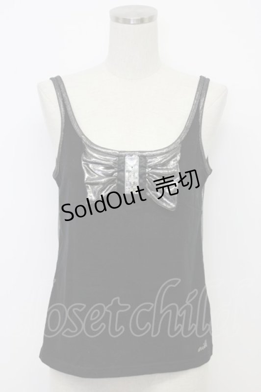 画像1: MILK / メタリックキャミソール  ブラック T-26-03-06-023-ML-BL-SA-ZT637 (1)