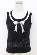 MILK / リボンノースリーブトップス  ブラック T-26-03-06-026-ML-TO-SA-ZT
